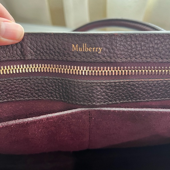 MULBERRY BLACK CHERRY GRAINED LEATHER BAYSWATER - Picture 14 of 16